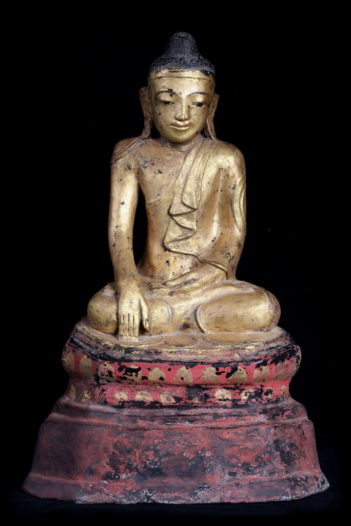 Extremely Rare Early 19C Lacque Mandalay Buddha #A042